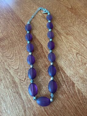 New York purple beaded clasped necklace